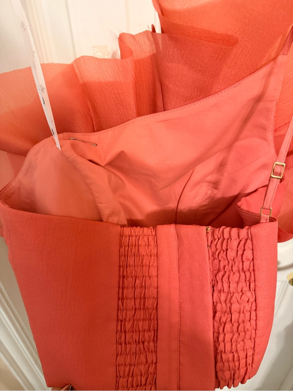 One-Shoulder Coral Ruffle Crop Top - Picture 5 of 6